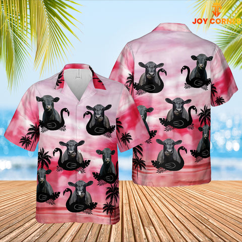 Joy Corners Black Angus Pink Pattern 3D Hawaiian Shirt