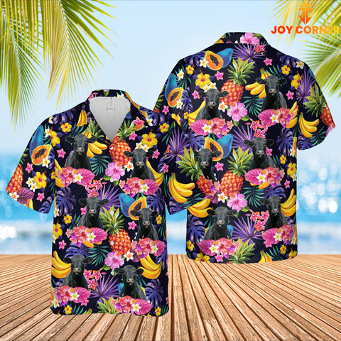 Joy Corners Black Angus Fruit Sea Pattern 3D Hawaiian Shirt