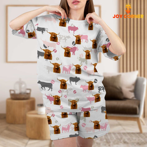 Joycorners Highland Cattle Pattern 3D Short Pajamas