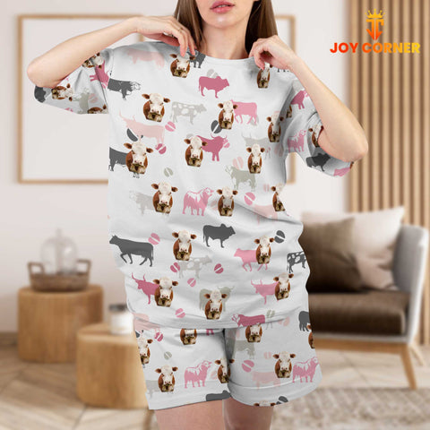 Joycorners Hereford Cattle Pattern 3D Short Pajamas