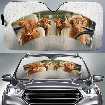 Joycorners Highland Cattle On The Rain All Over Printed 3D Sun Shade