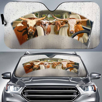 Joycorners Texas Longhorn Cattle On The Rain All Over Printed 3D Sun Shade