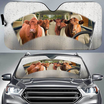 Joycorners Red Angus Cattle On The Rain All Over Printed 3D Sun Shade