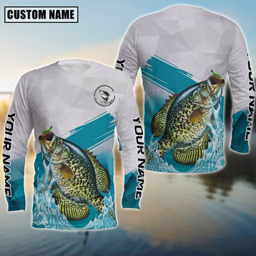 Joycorners Personalized Text Crappie Fishing Water & White 3D Long Sleeve Shirt
