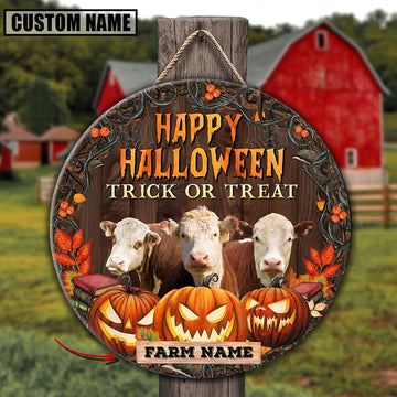 Joycorners Farm Name Hereford Happy Halloween Wooden Sign