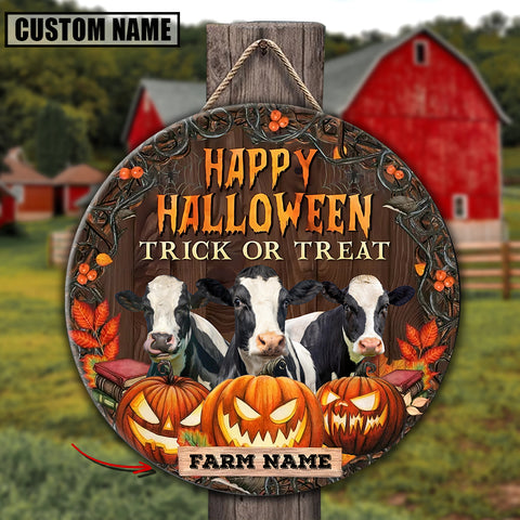 Joycorners Farm Name Holstein Happy Halloween Wooden Sign