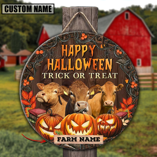 Joycorners Farm Name Limousin Happy Halloween Wooden Sign