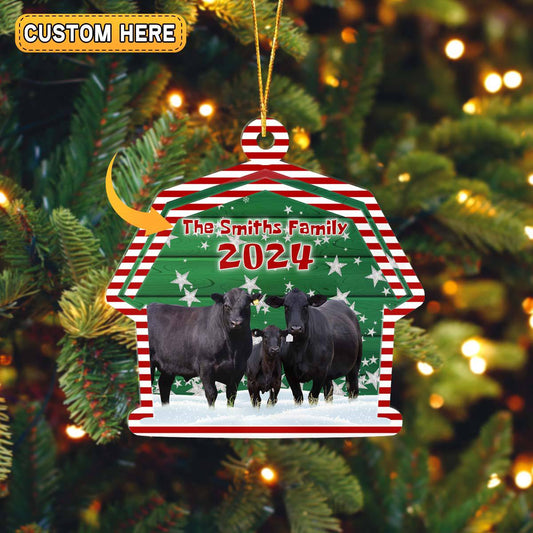 Joycorners Black Angus Cattle Lovers Christmas Gift 2024 Custom Shape Acrylic Ornament