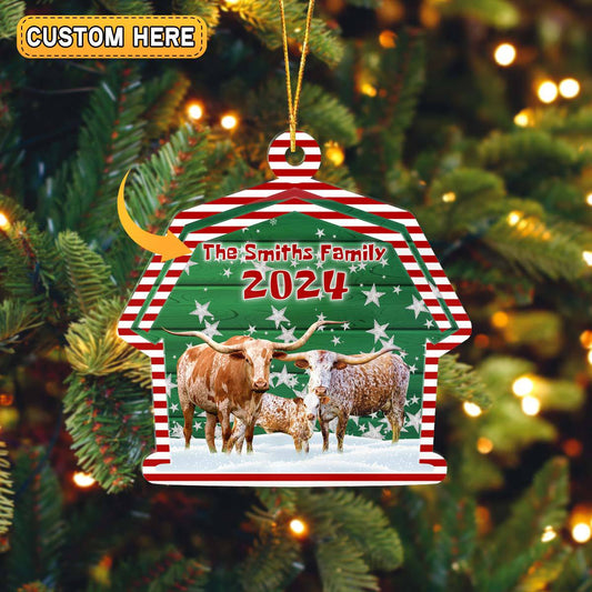 Joycorners Texas Longhorn Lovers Christmas Gift 2024 Custom Shape Acrylic Ornament