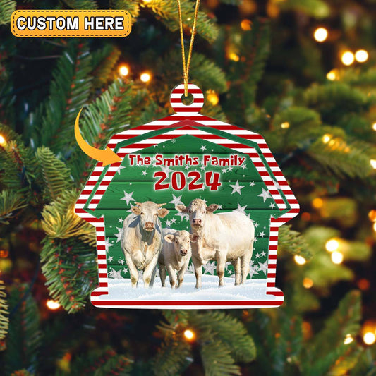 Joycorners Charolais Lovers Christmas Gift 2024 Custom Shape Acrylic Ornament