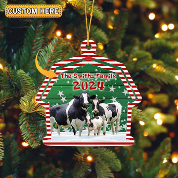 Joycorners Holstein Lovers Christmas Gift 2024 Custom Shape Acrylic Ornament