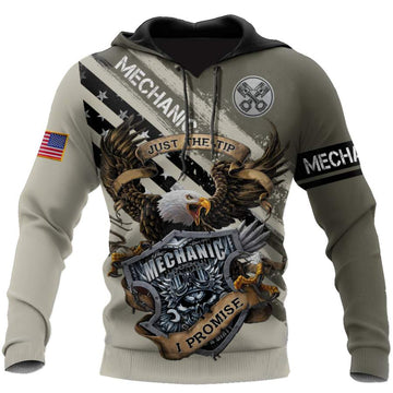 Joycorners Custom Name Mechanic America Eagle Printed 3D Hoodie