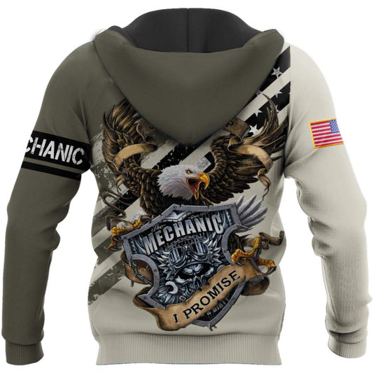 Joycorners Custom Name Mechanic America Eagle Printed 3D Hoodie