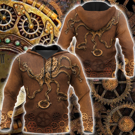 Joycorners Custom Name Octopus Steampunk Mechanic Printed 3D Hoodie