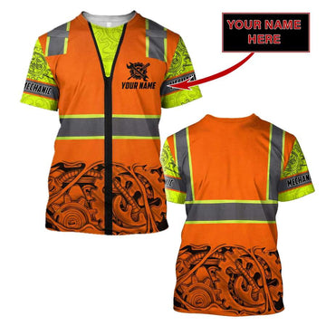 Joycorners Custom Name Mechanic Safety Printed 3D Hoodie