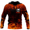 Joycorners Custom Name Fire Skull Mechanic Skull Printed 3D Hoodie