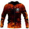 Joycorners Custom Name Fire Skull Mechanic Skull Printed 3D Hoodie