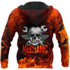 Joycorners Custom Name Fire Skull Mechanic Skull Printed 3D Hoodie