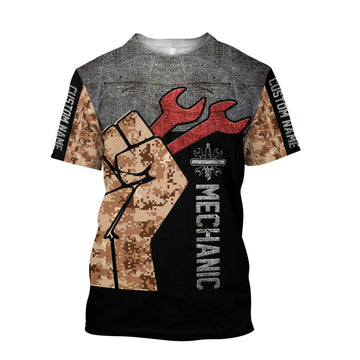 Joycorners Custom Name Mechanic Camo Printed 3D Hoodie