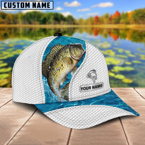 Joycornerss Custom Name Crappie Fishing Blue Water 3D Classic Cap