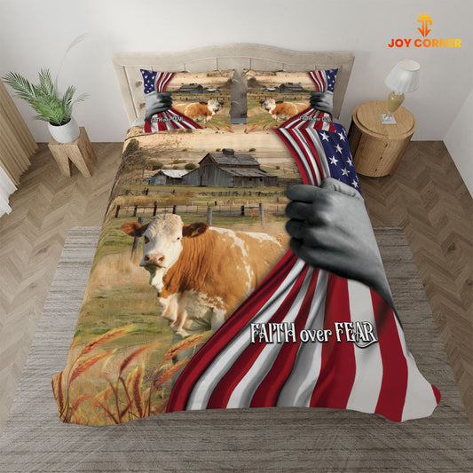 JoyCorners Simmental 3D US Flag Bedding Set