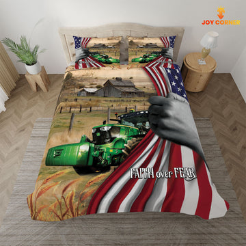 JoyCorners Tractor 3D US Flag Bedding Set