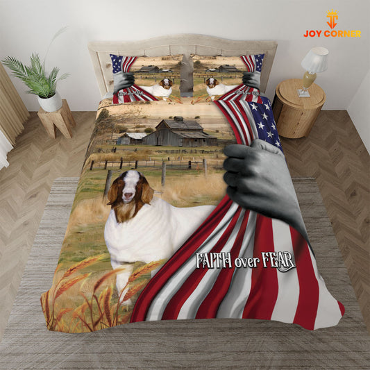 JoyCorners Boer Goat 3D US Flag Bedding Set