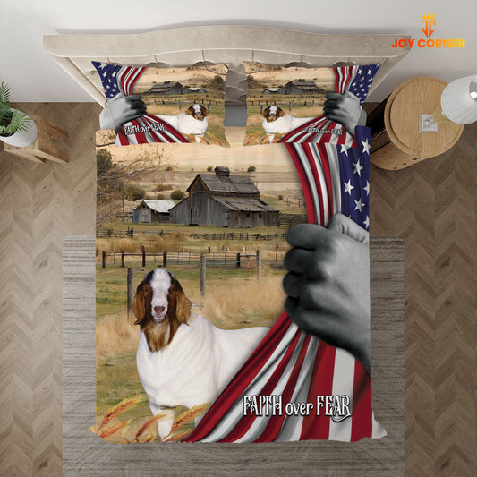 JoyCorners Boer Goat 3D US Flag Bedding Set