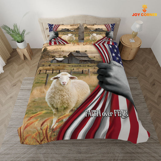 JoyCorners Sheep 3D US Flag Bedding Set