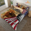 JoyCorners Highland Cattle 3D US Flag Bedding Set