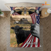 JoyCorners Black Angus 3D US Flag Bedding Set