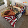 JoyCorners Red Angus 3D US Flag Bedding Set