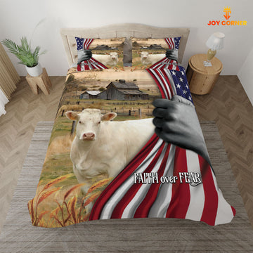 JoyCorners Charolais 3D US Flag Bedding Set