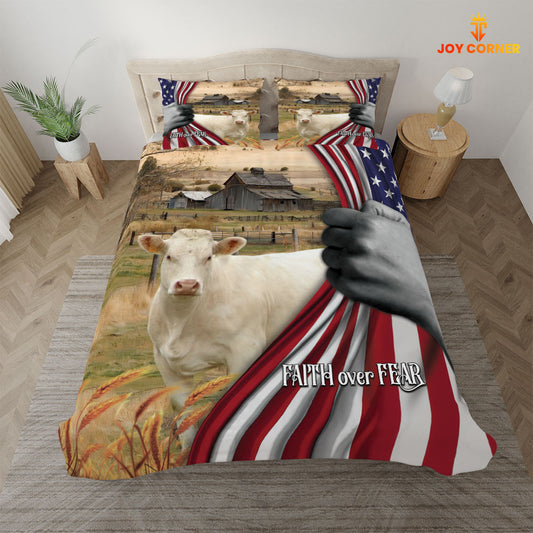 JoyCorners Charolais 3D US Flag Bedding Set