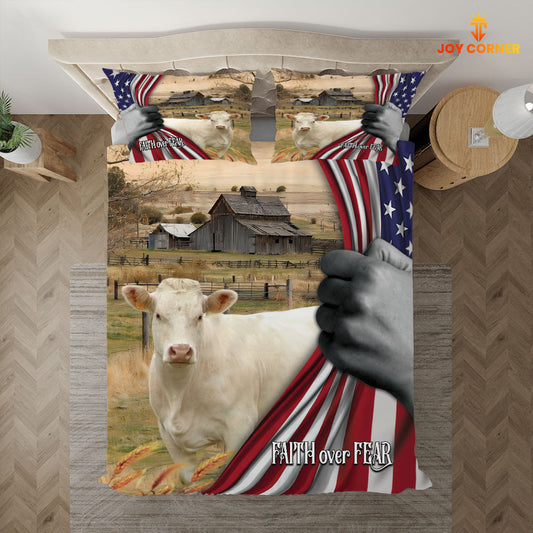 JoyCorners Charolais 3D US Flag Bedding Set