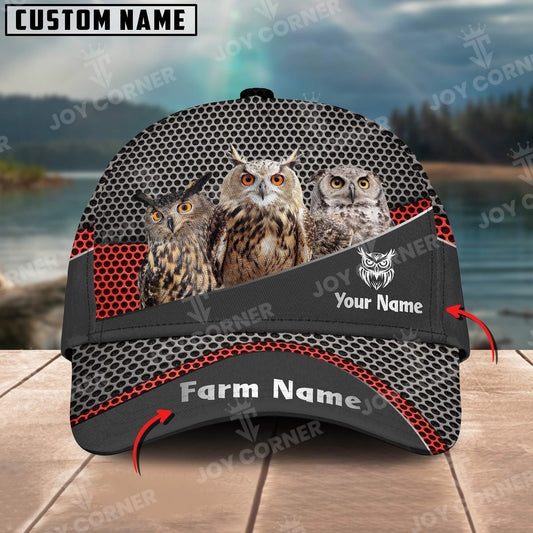 Joycorners Owls Customized Name And Farm Name Metal 3D Classic Cap