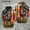 Joycorners Farm Custom Text And Logo Holstein US Flag 3D Printed Hoodie