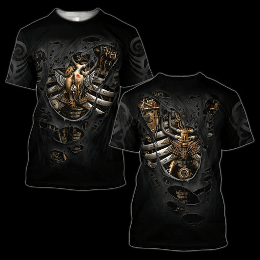 Joycorners Custom Name Steampunk Mechanic Skull Printed 3D Hoodie