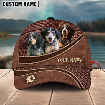Joycorners Personalized Name Bluetick Brown Carving Leather Pattern 3D Classic Cap