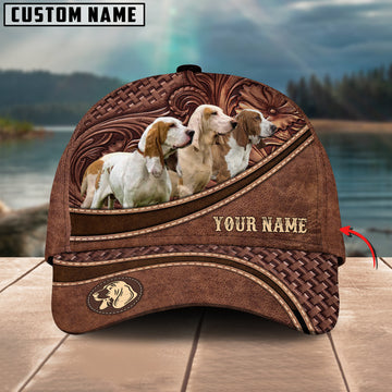 Joycorners Personalized Name Spanish Hound Carving Leather Pattern 3D Classic Cap