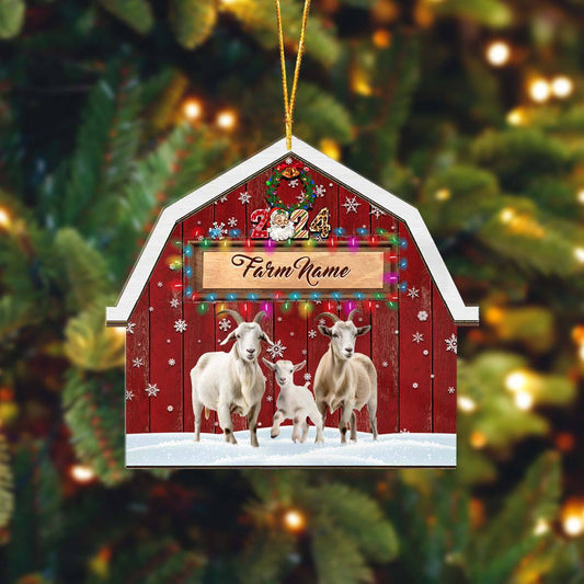 Joycorners Goat Lovers Christmas Gift Red Barn Custom Shape Acrylic Ornament