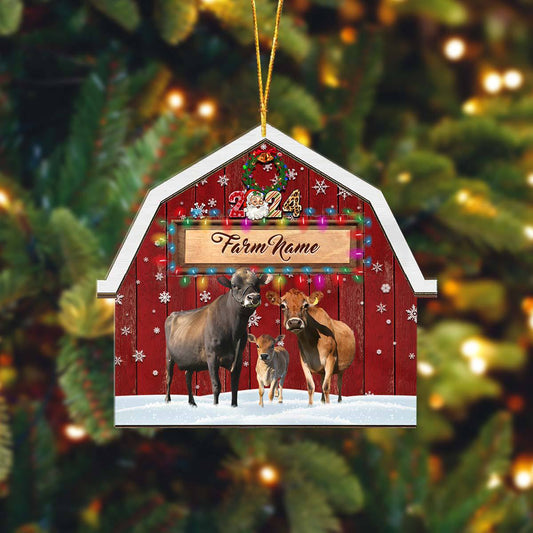 Joycorners Jersey Lovers Christmas Gift Red Barn Custom Shape Acrylic Ornament