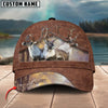 Joycorners Deer Hunting Personalized Name Brown Leather Pattern 3D Classic Cap