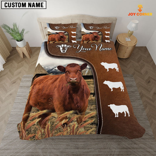 JoyCorners Red Angus On Farm Brown 3D Bedding Set