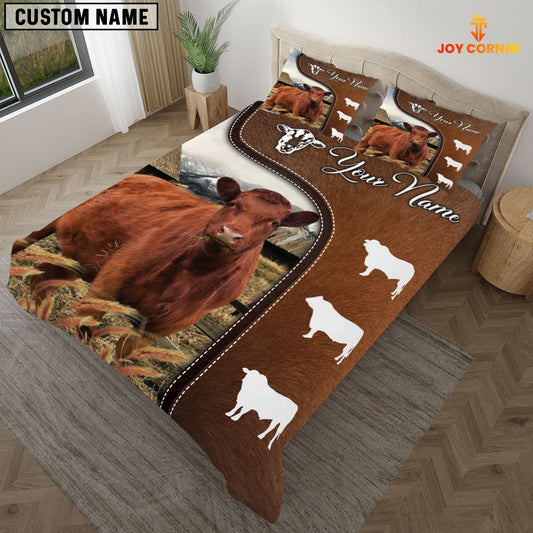 JoyCorners Red Angus On Farm Brown 3D Bedding Set