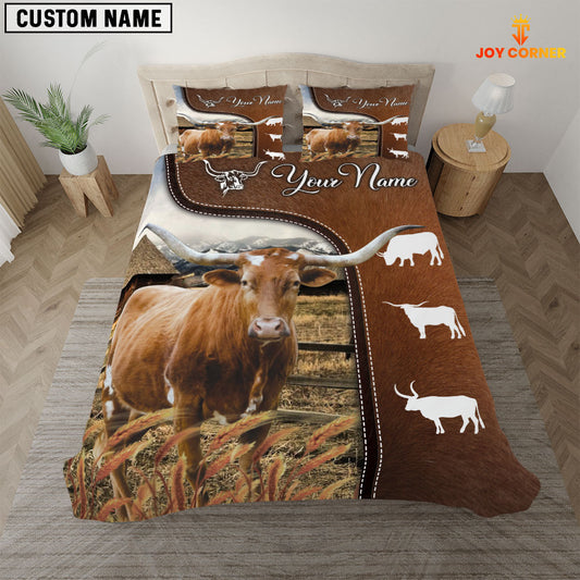 JoyCorners Texas Longhorn On Farm Brown 3D Bedding Set