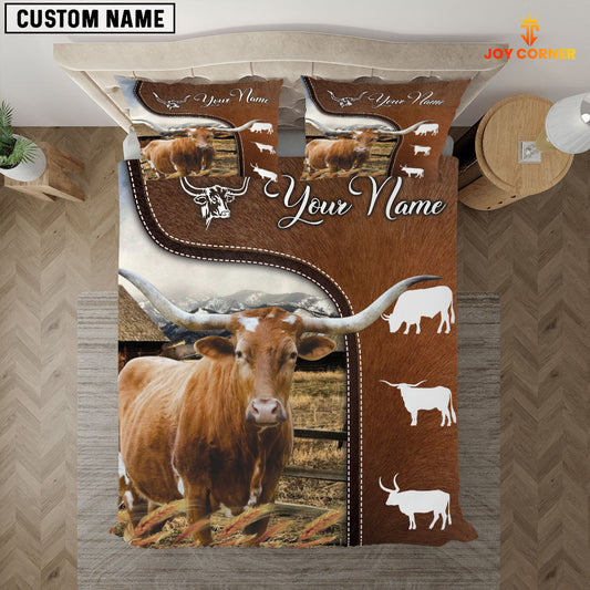 JoyCorners Texas Longhorn On Farm Brown 3D Bedding Set