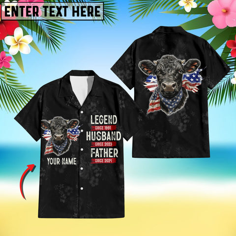 Joy Corners Black Angus Pattern 3D Hawaiian Shirt For Dad