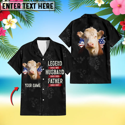 Joy Corners Hereford Pattern 3D Hawaiian Shirt For Dad