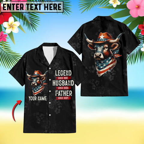 Joy Corners Texas Longhorn Pattern 3D Hawaiian Shirt For Dad